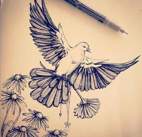 1000+ ideas about Dove Tattoos on Pinterest | Dove Tattoo Design ... Tattoos Peace, Dove Drawing, Dove Tattoo Design, Vogel Tattoo, Dove Tattoos, Dove Tattoo, Bird Flying, Geniale Tattoos, Cool Pencil Drawings