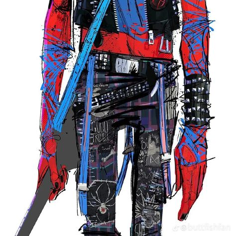 Punk Poses, Punk Character Design, Punk Character, Hobie Brown, Spider Punk, Outfit References, Punk Pins, Diy Jacket, Brown Outfit