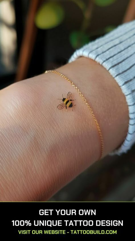 Clover And Bee Tattoo, Bee Positive Tattoo, Infinity Bee Tattoo, Bee Tattoo Ankle, Honeybee Tattoo Simple, Bee Tattoo Hand, Let It Bee Tattoo, Bee Ankle Tattoo, Mini Bee Tattoo