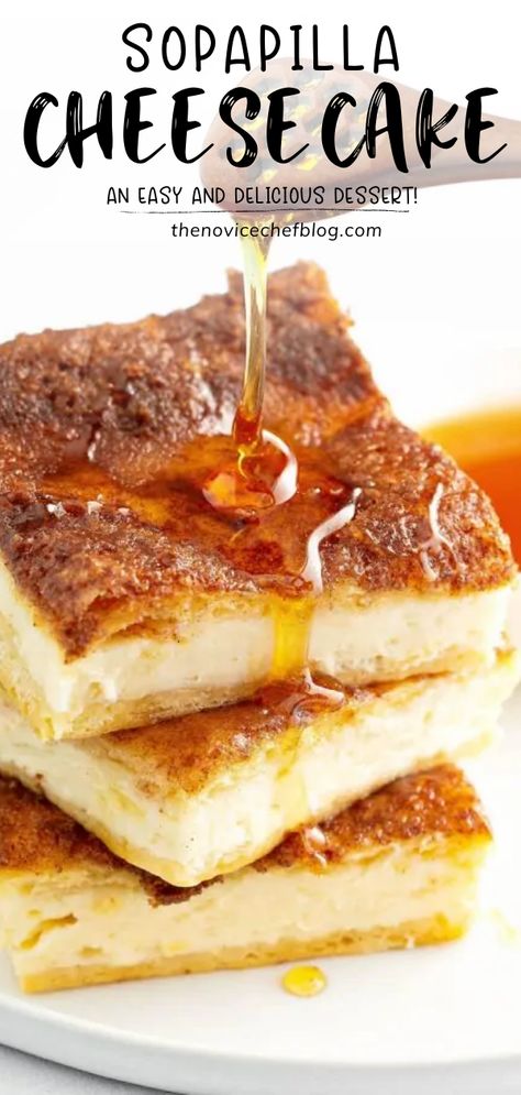 Sopapilla Cheesecake Bars will be an instant hit on Mother's Day! These delicious treats have a sweet cream cheese filling and a crunchy cinnamon sugar topping drizzled with honey on top. Serve this easy recipe warm or chilled! Pin this Mother's Day dessert idea! Easy Sopapilla Cheesecake, Cheesecake Easy Recipe, Mother's Day Dessert, Sopapilla Cheesecake Bars, Honey Dessert, Cinnamon Cheesecake, Cheesecake Easy, Sopapilla Cheesecake, Recipe Cheesecake