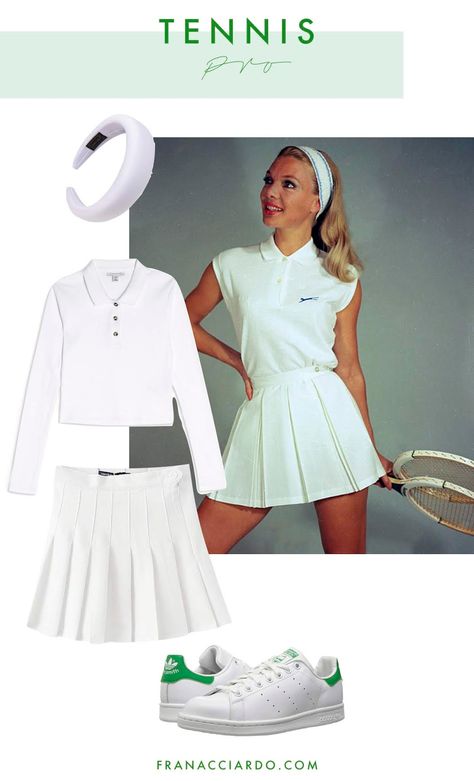 Barbie Tennis Costume, Tennis Pro Costume, Tennis Costume Halloween, Country Club Theme Party Outfit, Halloween Sports Costumes, Barbie Tennis Outfit, Tennis Costume Women, Tennis Barbie Costume, Sport Costume Ideas