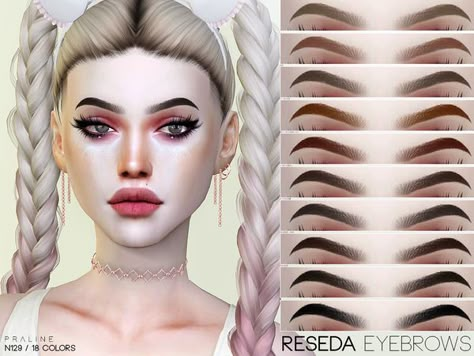 Pralinesims' Reseda Eyebrows N129 Elf Make Up, Cc Makeup, Sims 4 Cc Eyes, Alpha Cc, Hair Colorful, Die Sims 4, Sims 4 Black Hair, The Sims 4 Skin, Makeup Cc