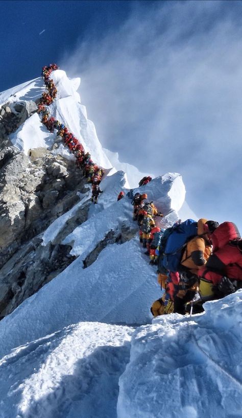 May 2019 backup/traffic jam to Summit of Everest Traffic Jam, On Top Of The World, High Altitude, Top Of The World, Scenic Views, The Mountain, Mount Everest, Jam, Natural Landmarks