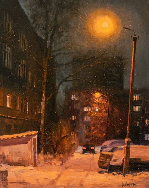 Canvas Painting Ideas For Beginners, Painting Ideas For Beginners, Nostalgic Art, Canvas Painting Ideas, Soviet Art, Simple Canvas Paintings, City Painting, Winter Painting, A Level Art