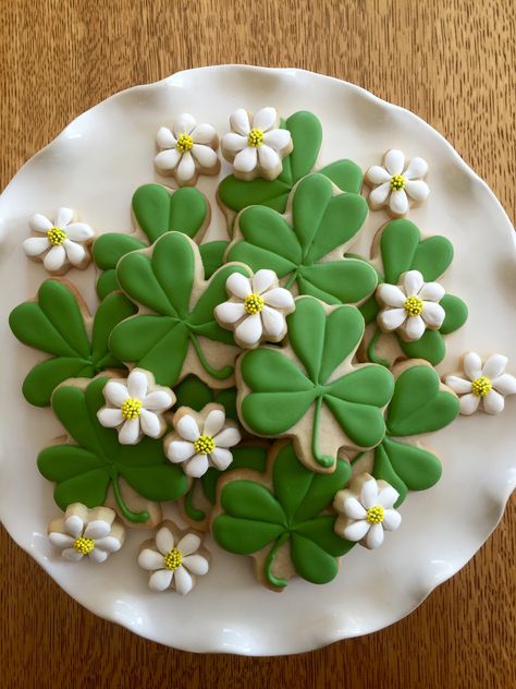 Shamrock Cookies, St Patrick's Day Cookies, St Patrick Day Treats, St Patricks Day Food, Spring Cookies, Sugar Cookie Designs, St Patrick's Day Decorations, Saint Patties, Pretty Cookies