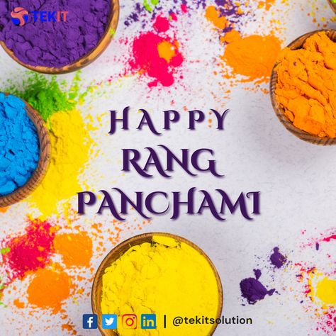 On this day of Rang Panchami, let's immerse ourselves in the spirit of fun, frolic, and #friendship. May the #colors of joy paint our lives with happiness and prosperity. Happy Rang Panchami! 
#FestivalOfColors #Happy  #RangPanchami #FunTimes #TekIT #TekITSolution Happy Rangpanchami, Rang Panchami, Festival Post, Media Post, The Spirit, Social Media Post, Festival, Paint, Let It Be