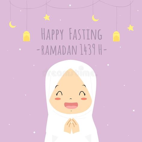 Muslim Girl Cartoon, Happy Fasting, Cute Banner, Greeting Card Printable, Eid Card, Fun Baking, Muslim Girl, Instagram Photo Editing, Printable Greeting Cards