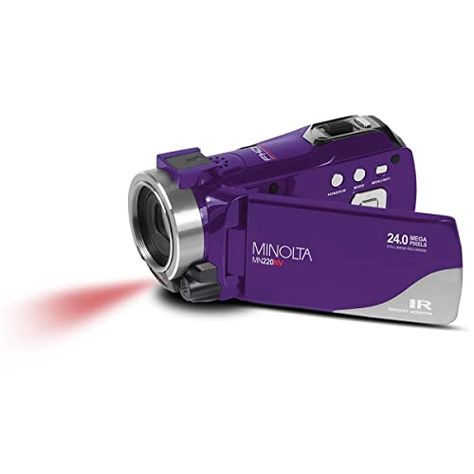 Minolta MN220NV 1080p Full HD 24MP Night Vision Camcorder with WiFi w/32GB Memory Card (Purple) Hd Camcorder, Konica Minolta, Memory Card, Camcorder, Night Vision, Full Hd, Digital Camera, Touch Screen, Wi Fi