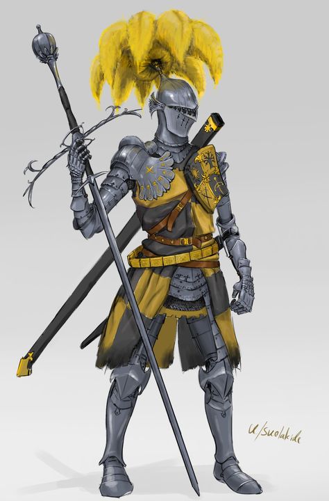 Medieval German Knight, Yellow Knight Fantasy Art, Cleanrot Knight, Giant Knight, Yellow Knight, Spanish Knight, Italian Knight, Fantasy Knight, Armor Drawing