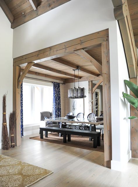 Foyer Beams, Dining Table Decoration Ideas, Beam Ideas, Beams Living Room, Living Room Decoration Ideas, Table Decoration Ideas, Decor Dining Table, Room Decoration Ideas, Dining Table Decoration