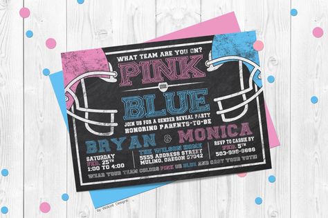 Team Pink or Team Blue Invite Football Gender Reveal Invitations, Football Gender Reveal Party, Football Gender Reveal, Gender Reveal Party Invitations, Team Pink, Gender Reveals, What Team, Invitation Pink, Gender Reveal Invitations