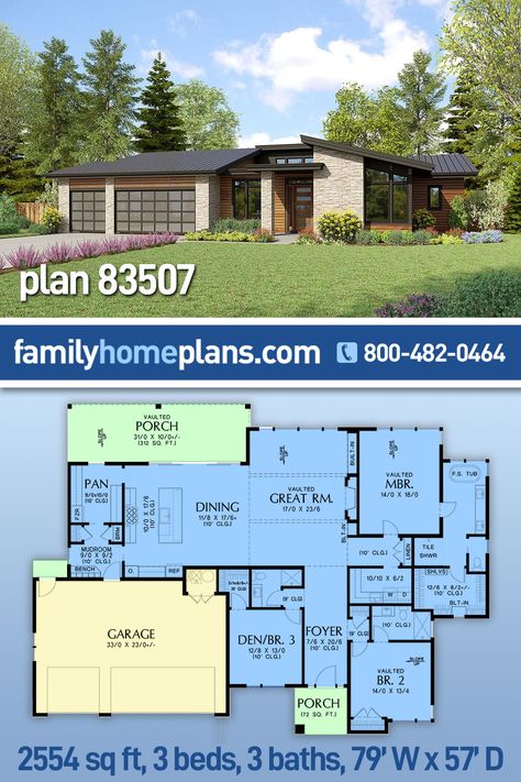 Midcentury House Plans, Contemporary Ranch Home, Modern Ranch House Plans, Big Homes, Mid Century Modern Ranch, Modern Ranch House, Rammed Earth Homes, Modern Garage Doors, Elegant House