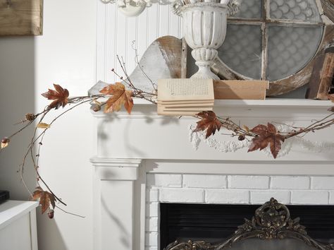 How To Make A Simple Fall Garland - Janet Clark at Home Simple Fall Garland, Garland On Mantle, Grapevine Garland, Easy Budget, Fall Garland, Floral Picks, Diy Garland, Dried Floral, Floral Wire