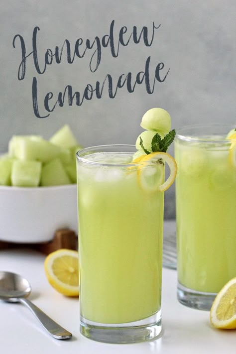 Honeydew Dessert, Melon Lemonade, Melon Tea, Melon Recipes, Mocktail Drinks, Tea Drink Recipes, Drink Recipes Nonalcoholic, Refreshing Drinks Recipes, Fancy Drinks