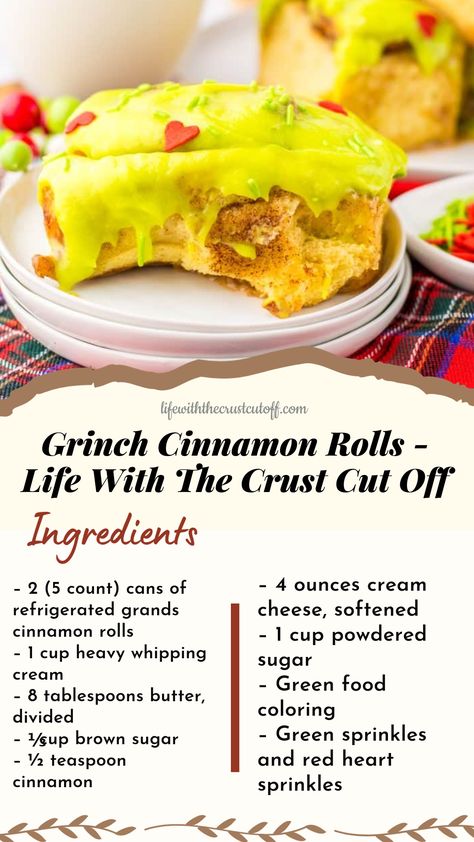 Christmas morning wouldn’t be the same without cinnamon rolls and Grinch Cinnamon Rolls are the perfect festive treat for a holiday morning! Holiday Morning, Heart Sprinkles, Festive Treats, Green Food Coloring, Heavy Whipping Cream, Christmas Morning, Cinnamon Rolls, Grinch, Whipped Cream