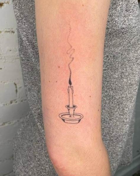 reallynicepoke on Instagram: "Thank you Eva ❤️❤️❤️ custom candle #handpoked" Haunt Me Tattoo, Simple Candle Tattoo, Witchy Candle Tattoo, Lantern Tattoo Vintage, Candle Stick Tattoo, Candlestick Tattoo, Tattoos Reference, Candles Tattoo, Tattoo Candle