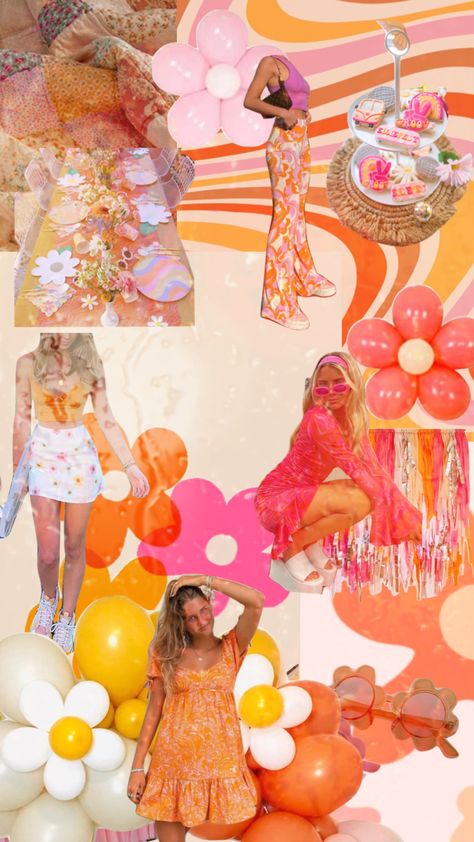 70s Groovy Party Decorations, Groovy Party Theme Outfit, Dazed And Engaged Outfit Ideas, 70sparty Party Ideas, Groovy 25th Birthday Party, Groovy Birthday Party Outfit Women, 70s Hens Party, Retro Bachelorette Outfits, Groovy Vibes Aesthetic