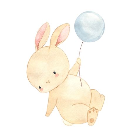 Vector watercolor bunny on balloon illus... | Premium Vector #Freepik #vector #baby-rabbit #cute-watercolor #watercolor-baby #baby-shower-watercolor Rabbit Illustration Design, Rabbit Watercolor, Watercolor Rabbit, Baby Print Art, Balloon Illustration, Baby Rabbit, Rabbit Illustration, Watercolor Cute, Baby Bunny