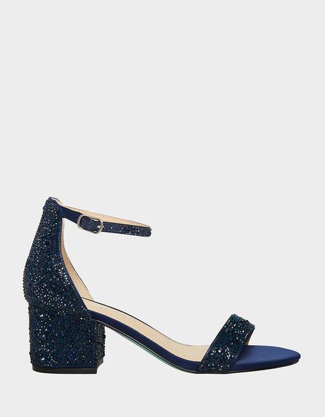 MARI NAVY - SHOES - Betsey Johnson Sparkly Block Heels, Navy Dress Shoes, Navy Blue High Heels, Pageant Shoes, Navy Blue Heels, Betsey Johnson Clothes, Navy Heels, Popular Handbags, Sparkly Heels