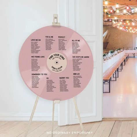 Happy Record Store Day 2024 #recordstoreday24 #rock #rockandroll #rocknrollbride #musicwedding #weddings2024 #groovy #retro #retrowedding Record Seating Chart, Music Theme Wedding, Music Lovers Wedding, Disco Decorations, Music Themed Wedding, Vinyl Style, Record Table, Unique Wedding Decor, Wedding Table Plan