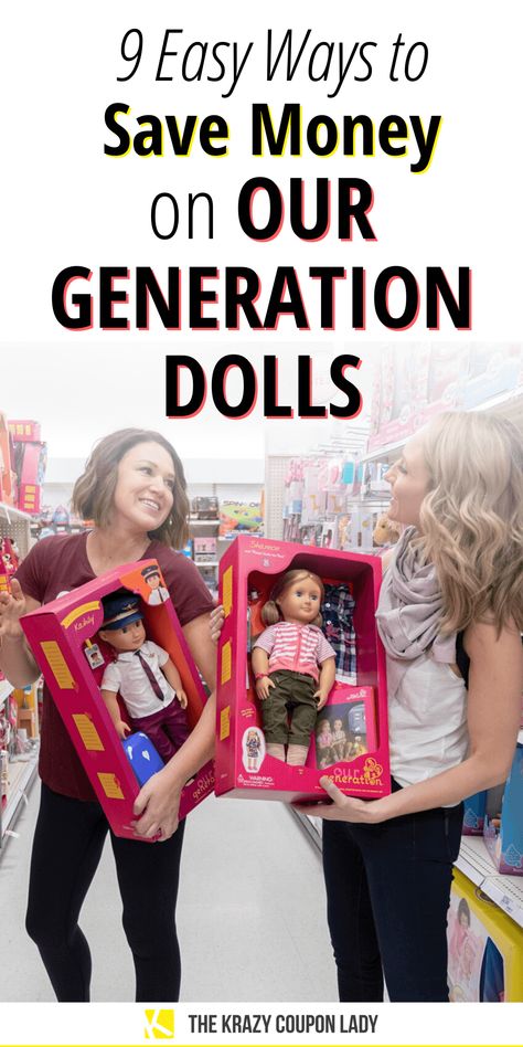 Our Generation Dolls are much more affordable American Girl Dolls (near) dupe that have cheaper accessories and similar backstories while still being almost exactly the same size. Diverse and affordable 18″ dolls for our kids to play with? Yes, please! Affordable or not, saving money is saving money. Here are a few ways to save money on Our Generation Dolls and accessories, including how to buy the cutest outfits for less than $2.50 each! #americangirldoll #americangirl #savemoney Our Generation Doll Diy, My Generation Doll Storage, Our Generation Doll Accessories Diy, My Generation Doll, My Generation Doll Accessories, Our Generation Doll Storage, Our Generation Accessories, Our Generation Doll Accessories Storage, Our Generation Doll House