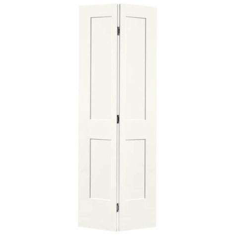 Masonite Logan 30-in x 80-in White 2-panel Square Hollow Core Prefinished Molded Composite Bifold Door Hardware Included in the Closet Doors department at Lowes.com Bifold Door Hardware, Bi Fold Doors, Closet Interior, Craftsman Door, Bifold Door, Linen Closets, Bifold Closet Doors, Oak House, Bi Fold Door