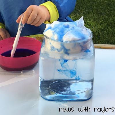 Cloud Science Activity for toddlers and preschoolers. Teach about why it rains. Letter C Activity For Preschoolers, Shape Science Activities Preschool, Letter C Theme Preschool, Cloud Counting Preschool, Letter C Preschool Activities, C Is For Cloud Preschool, Letter C Activities For Toddlers, Blue Activities For Toddlers, Letter C Science For Preschool