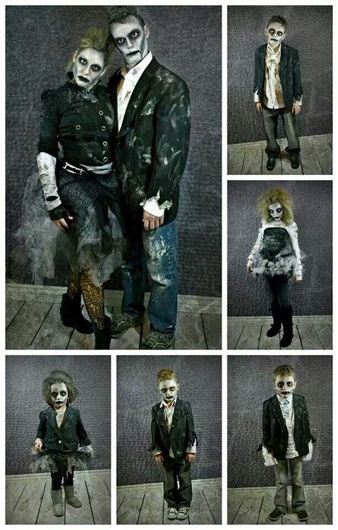 Boy Zombie Costume, Zombie Costume Kids, Disney Family Costumes, Zombie Prom, Family Costumes Diy, Zombie Clothes, Zombie Halloween Costumes, Family Themed Halloween Costumes, Zombie Walk