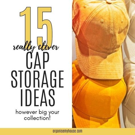 Cap Storage Ideas, Baseball Caps Storage, Cap Storage, Cap Organizer, Get Organised, Cap Collection, Simplifying Life, Household Hacks, Baseball Caps