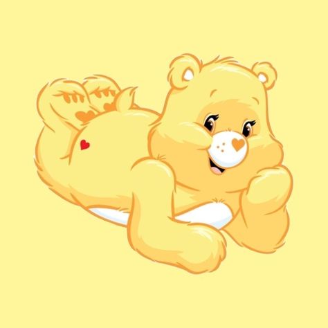 Carebears Matching Pfp, Care Bear Aesthetic, Yellow Care Bear, Care Bears Funshine Bear, Yellow Moodboard, Sunshine Bear, Bear Icon, Bear Aesthetic, Yellow Aesthetic Pastel