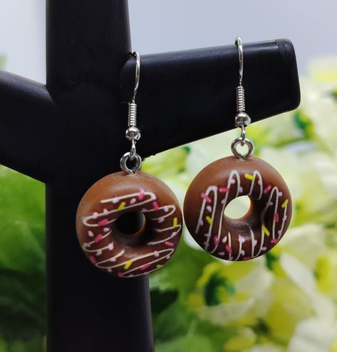 Chocolate Donut, Handmade Chocolates, Handmade Uk, Chocolate Donuts, Brown Colour, Jewellery Collection, Earrings Handmade, Brown Color, Donuts