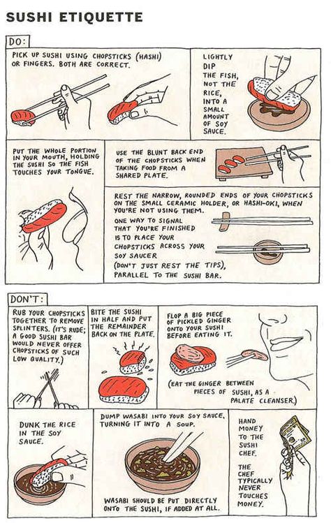 And when eating sushi... actually, just never eat sushi, because you're probably doing it all wrong. | 17 Surprising Food Etiquette Rules From Around The World Sushi Etiquette, Kare Raisu, Resep Sushi, Wasabi Sushi, Sushi Sauce, Using Chopsticks, Dining Etiquette, Etiquette And Manners, Chopsticks