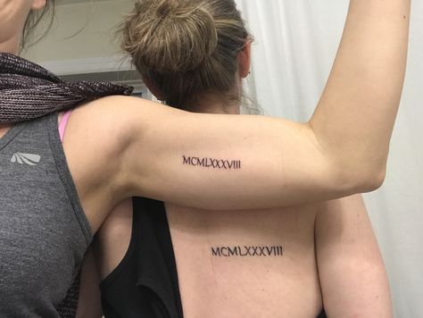 Best Friends Tattoo. The year you met. Roman Numeral tattoo. Roman numeral year tattoo for friends. Tattoo For Friends, Tattoo Roman Numeral, Best Friends Tattoo, Year Tattoo, Roman Numeral Tattoo, Friends Tattoo, Numeral Tattoo, Roman Numeral Tattoos, Best Friend Tattoos