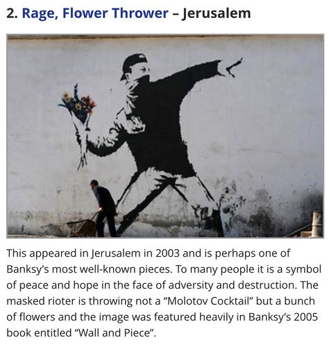 Rage, flower thrower. Banksy street art Jerusalem Banksy Street Art, Huang Zi Tao, Zi Tao, Banksy, Tao, Moose Art, Street Art, Animals, Art