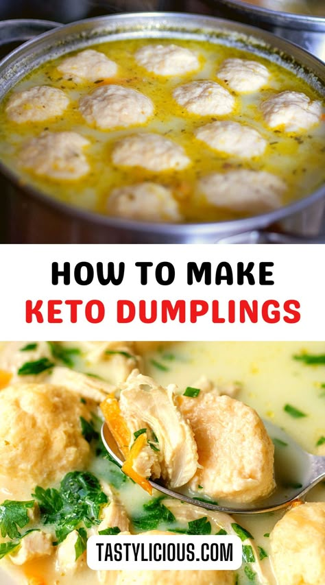 how to make dumplings with flour | Tips for making Keto Chicken and Dumplings | Keto Chicken & Dumplings Recipe Guide | Low Carb Keto Chicken and Dumplings | fall recipes dinner | healthy lunch ideas | dinner ideas | breakfast ideas | easy healthy dinner recipes Keto Dumplings, Low Carb Soup, Low Carb Breakfast Recipes, Low Carb Diet Recipes, Keto Cooking, Keto Recipes Dinner, Low Carb Meals Easy, Low Carb Chicken, Keto Bread