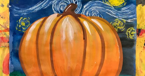 This week, we looked at the art of Vincent Van Gogh, talked about the Element of Art, VALUE, and started creating these cute lil pu... Pumpkin Art Project, Halloween Art Lessons, First Grade Art, Halloween Art Projects, October Art, 2nd Grade Art, Fall Art Projects, 4th Grade Art, 5th Grade Art