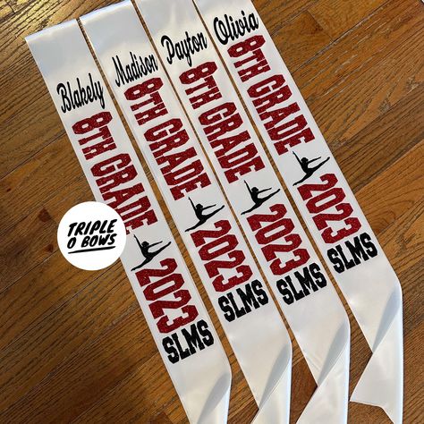 Excited to share this item from my #etsy shop: 2023 Sports 8th grade Night Sashes - add details in notes to seller or message me 8th Grade Cheer Sashes, 8th Grade Night Cheer Gifts, Cheer Sash, Senior Cheerleader, Personalized Sash, Graduation Sash, 8th Grade Graduation, Cheer Stuff, Cap Decoration