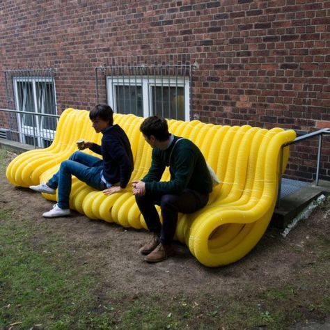 Yellow-Guerilla-Street-Furniture-by-Oliver-Schau Atelier Design, Urban Intervention, Diy Furniture Cheap, Public Seating, Diy Furniture Hacks, Urban Furniture, Diy Furniture Renovation, Street Furniture, Furniture Renovation