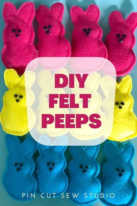 DIY Felt Peeps — Pin, Cut, Sew Studio Diy Easter Sewing Projects, Felt Peeps Free Pattern, Peeps Sewing Pattern, Easy Easter Sewing Projects, Diy Easter Ornaments, Easter Ornaments Diy Ideas, Spring Sewing Crafts, Felt Bunny Pattern Free, Peeps Template