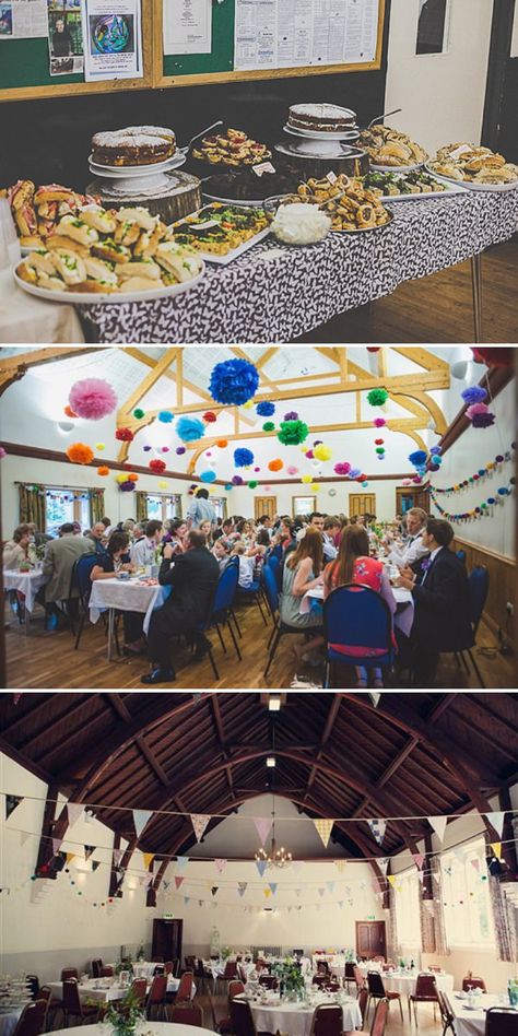 Hall Wedding Reception, Cats Wedding, Wedding Foods, Hobbit Party, Village Hall Wedding, Village Fete, Diy Wedding On A Budget, Village Ideas, Wedding Hall Decorations