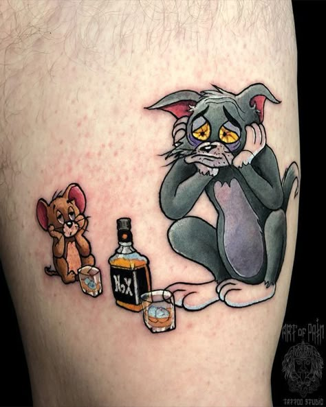 Tom And Jerry Tattoo Ideas, Tom And Jerry Tattoo, Tattoo Ideas Matching, Jerry Tattoo, Full Hand Tattoo, Inner Arm Tattoos, Random Tattoos, Cartoon Tattoo, Money Tattoo