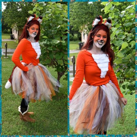 Diy Fox Costume Women, Fox Costume Diy, Foxy Costume, Homemade Tutu, Fox Costume, Orange Shirt, Costumes For Women, Kids Costumes, Black Leggings