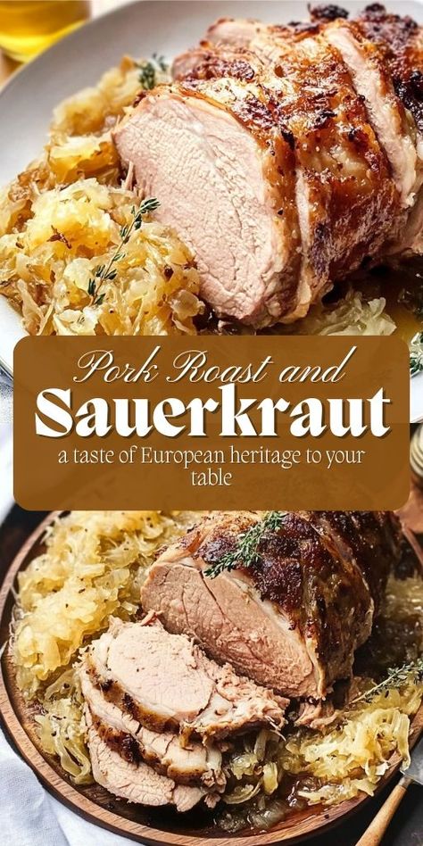 This Pork Roast and Sauerkraut is perfect for cozy family gatherings during colder months! 🥩🥬 Slow-roasted pork is cooked to tender perfection alongside tangy sauerkraut, creating a warm and comforting meal that’s full of flavor. Ideal for holiday dinners or family celebrations, this dish is a winter favorite.

📌 Save this pin to make a flavorful and hearty pork roast with sauerkraut for your next family gathering!
#PorkRoastAndSauerkraut #ComfortFood #FamilyDinners #WinterRecipes Sauerkraut Recipes Homemade, German Sauerkraut Recipes, Pork Roast With Sauerkraut, German Sauerkraut Recipe, Pork And Sauerkraut Recipe, Pork Roast And Sauerkraut, Pork Roast With Apples, German Sauerkraut, Pork Roast In Oven