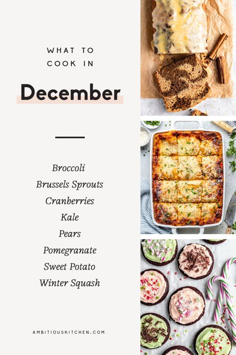 31 delicious, seasonal recipes to cook in December! These are the best healthy winter recipes around. You'll find breakfasts & brunches, cozy soups, filling salads, healthy, nourishing dinners and plenty of holiday cookies. #winterrecipe #healthyeating #mealprep Filling Salads Healthy, December Dinners, Healthy Winter Recipes, Filling Salads, Salads Healthy, Cozy Soups, Healthy Winter Meals, Gluten Free Gingerbread, Recipes To Cook