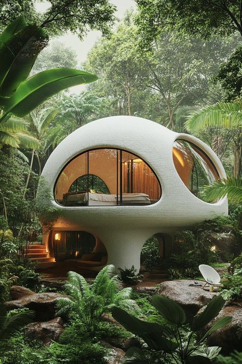 Alternative Architecture, Round Tiny House, Metal Garden Gates, Modular Housing, Jungle House, Eco Buildings, Built In Shelves Living Room, Futuristic Home, A Frame House Plans