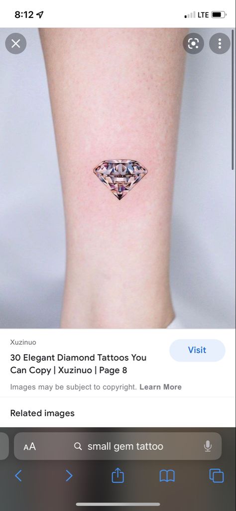 Diamond Gem Tattoo, April Birthstone Tattoo, Small Gem Tattoo, Realistic Diamond Tattoo, Aquamarine Tattoo, White Diamond Tattoo, Angel Warrior Tattoo, Tattoo Planning, Diamond Tattoo