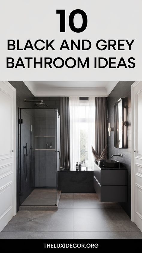 Create a chic and modern vibe with black and grey bathroom ideas! Perfect for a sleek, minimalist look with stylish contrasts. #BlackAndGreyBathroom #BathroomInspiration