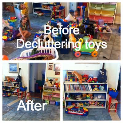 Before and after when decluttered playroom of old toys {on Home Storage Solutions 101} #Declutter365 #Decluttering #OrganizeToys Decluttered Playroom, Declutter Toys, Bedroom Makeover Before And After, Declutter Bedroom, Kids Organization, House Organization, Clutter Control, Toy Storage Solutions, Bedroom Organization Storage