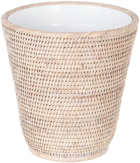 AmazonSmile: Kouboo La Jolla Rattan Plastic Insert, White-Wash Waste Basket: Home & Kitchen Double Vanity Lighting, Coastal Powder Room, Waste Baskets, Coastal Bathroom, Bathroom Baskets, Powder Room Decor, Interior Decorating Tips, Powder Room Design, Recycling Containers