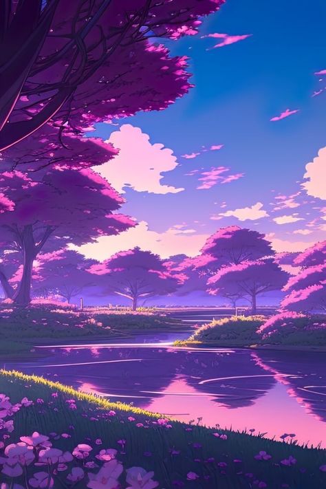 Landscape Anime, Landscape Minimalist, Anime Landscape, Sky And Water, Art Landscapes, Tall Trees, Cool Wallpapers Art, Landscape Poster, Fantasy Art Landscapes